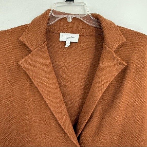 Michael Stars Two Button Cardigan Blazer Size Medium Brown Pockets Cotton Women - Picture 6 of 9